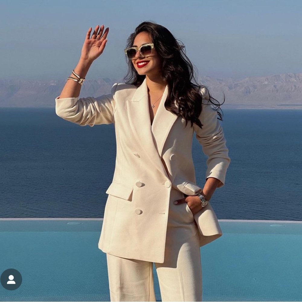 Zara Cream Double-Breasted Blazer